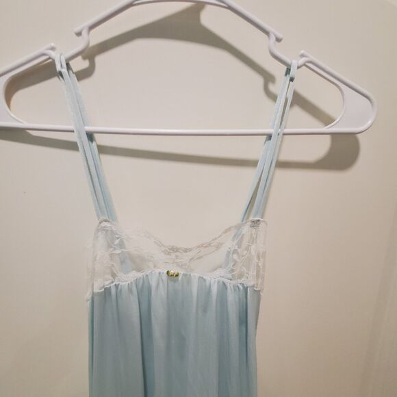 NWOT Vtg Val Mode 2 Pc Peignoir Set Sz XS Blue White Lace Trim 60’s Sheer Robe - Picture 6 of 13